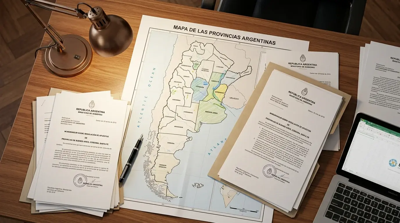 Mapa de Argentina con provincias que regulan las apuestas deportivas online